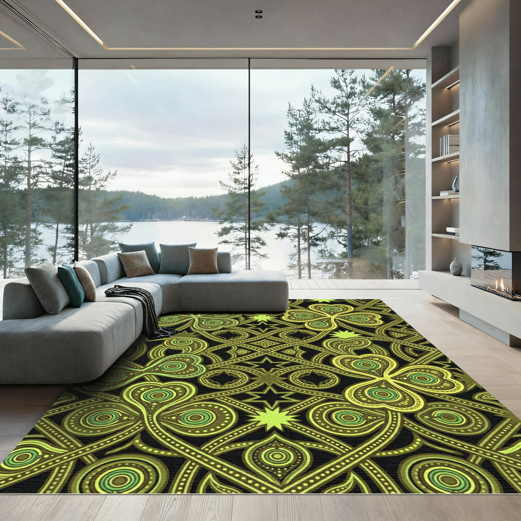 Green Shamrock Interlaced Celtic Art Rug