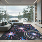 Neon Pink and Blue Radiant Starburst Rug