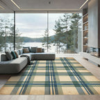 Vintage Blue and Green Plaid Rug
