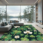 Golden Clover Shamrock Botanical Illustration Rug