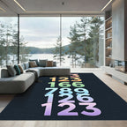 Gradient Rainbow Ombre Number Collage Rug