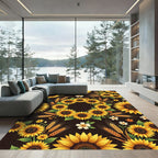 Golden Sunflowers Wheat Stalk Floral Bloom Rug