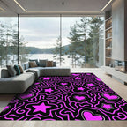 Hot Pink Hearts Stars Doodle Rug