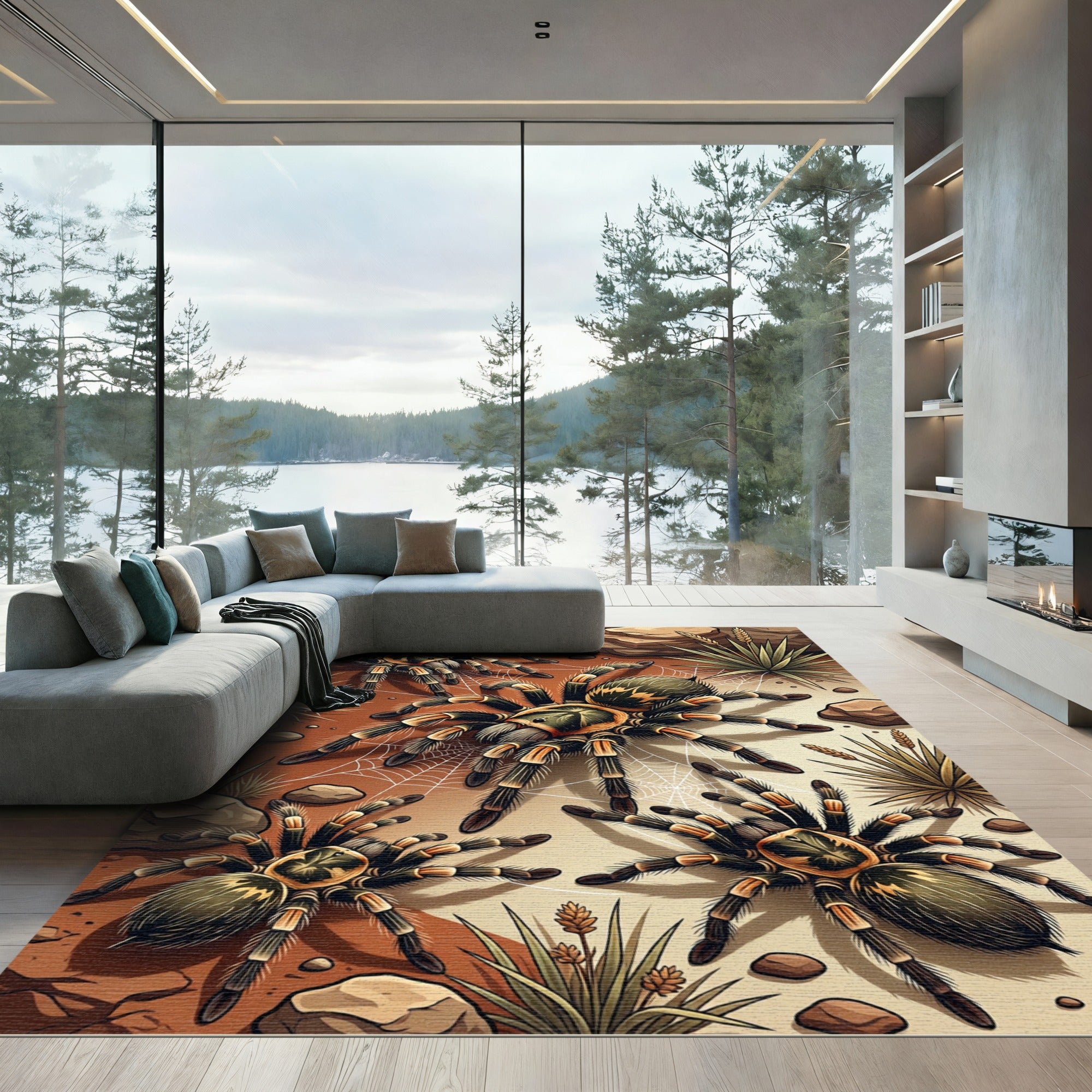 Earthy Desert Tarantula Spider Area Rug