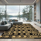 Golden Black Tribal Arrow Stripe Rug