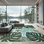 Lush Tropical Monstera Palm Leaf Rug