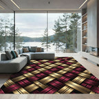 Regal Crimson Gold Woven Texture Rug