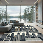 Modern Minimalist Gray Urban Skyline Rug