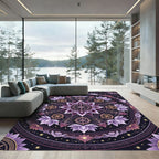 Purple Lotus Dharma Wheel Mandala Rug