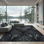 Gothic Stained Glass Mandalas Grey Rug