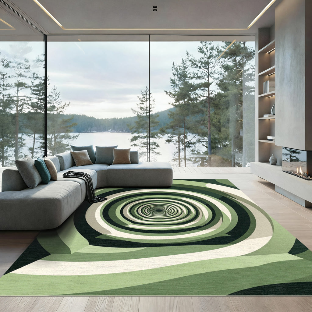 Green Gradient Tunnel Swirl Rug
