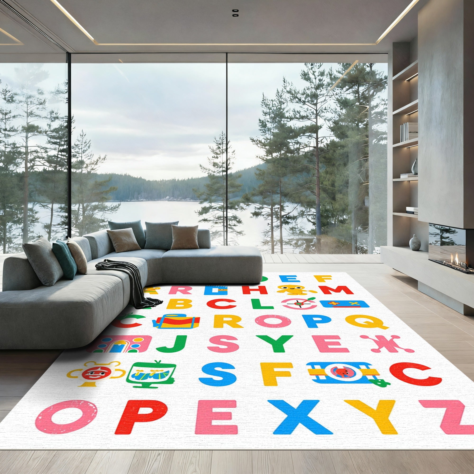 Playful Alphabet Characters Colorful Rug