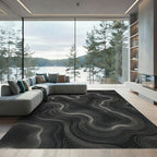 Monochromatic Topographic Contour Lines Rug