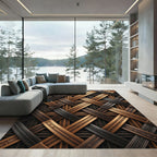 Bronze Charcoal Woven Grid Rug