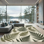 Forest Green Fern Leaf Art Rug