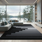 Minimalist Monochrome Geometric Step Gradient Rug