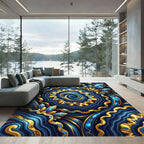 Golden Agate Swirl with Blue Crystals Rug