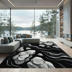 Monochromatic Stone Flow Abstract Rug