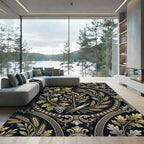 Neoclassical Gold Oak and Wheat Medallion Rug