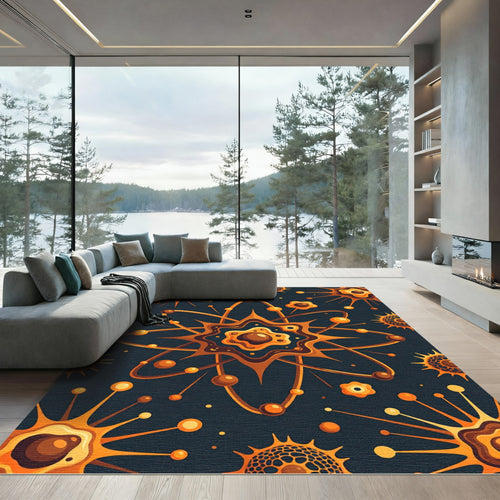 Atomic Orange Swirls Microscopic Wonders Rug
