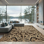 Golden Interlocking Star Medallion Rug