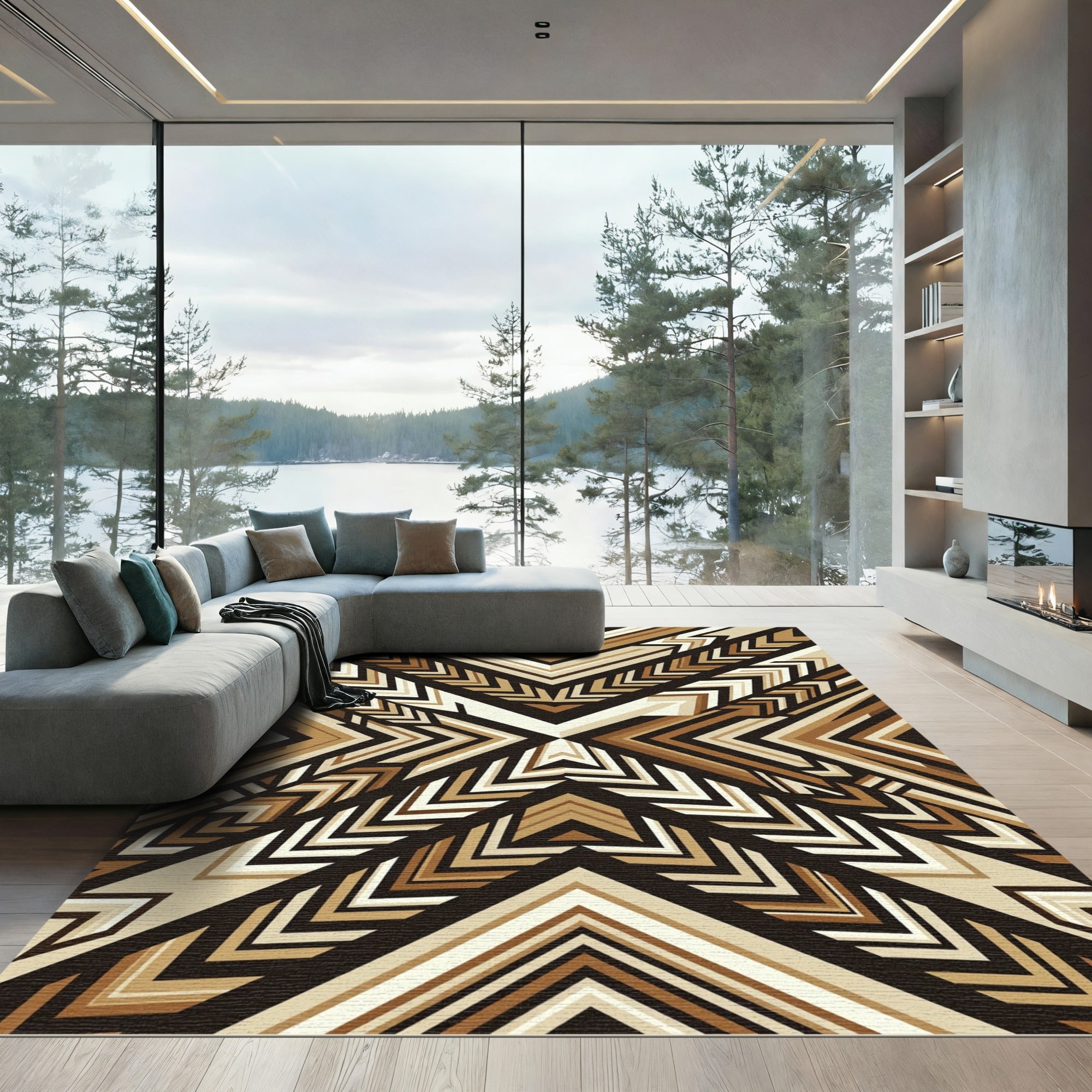 Earthy Geometric Chevron Arrow Rug