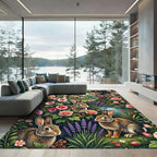 Whimsical Bunny and Floral Garden Rug