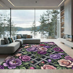 Ornate Floral Trellis Amethyst Garden Rug
