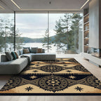 Golden Desert Compass Celestial Medallion Rug
