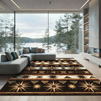 Earthy Geometric Sunburst Striped Rug