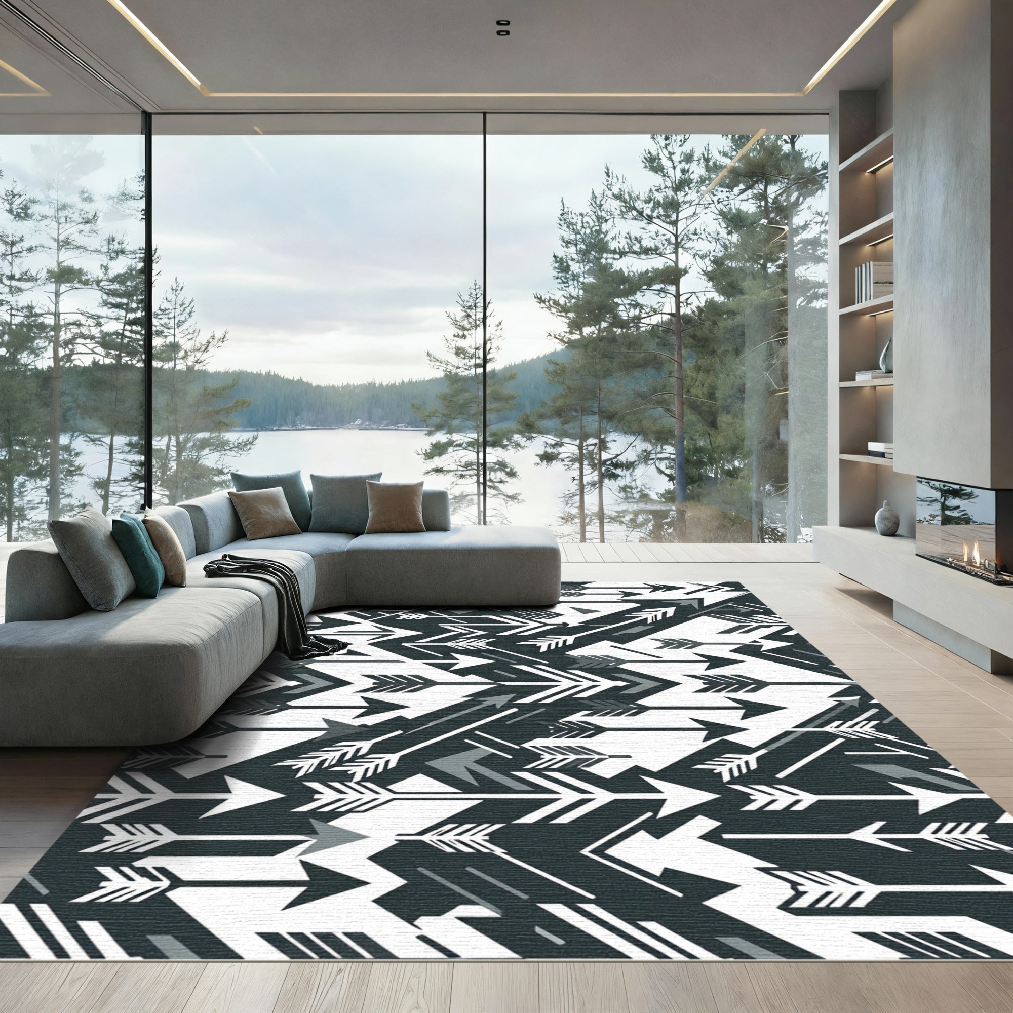 Graphic Tribal Arrow Collage Rug