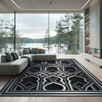 Sophisticated Silver Architectural Lattice Arch Rug
