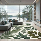 Lush Botanical Forest Fern Foliage Rug