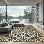 Gold and Cream Interlocking Scroll Rug