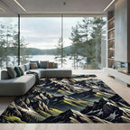 Dramatic Jagged Mountain Range Panorama Rug