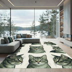 Graphic Tabby Cat Portrait Grid Rug