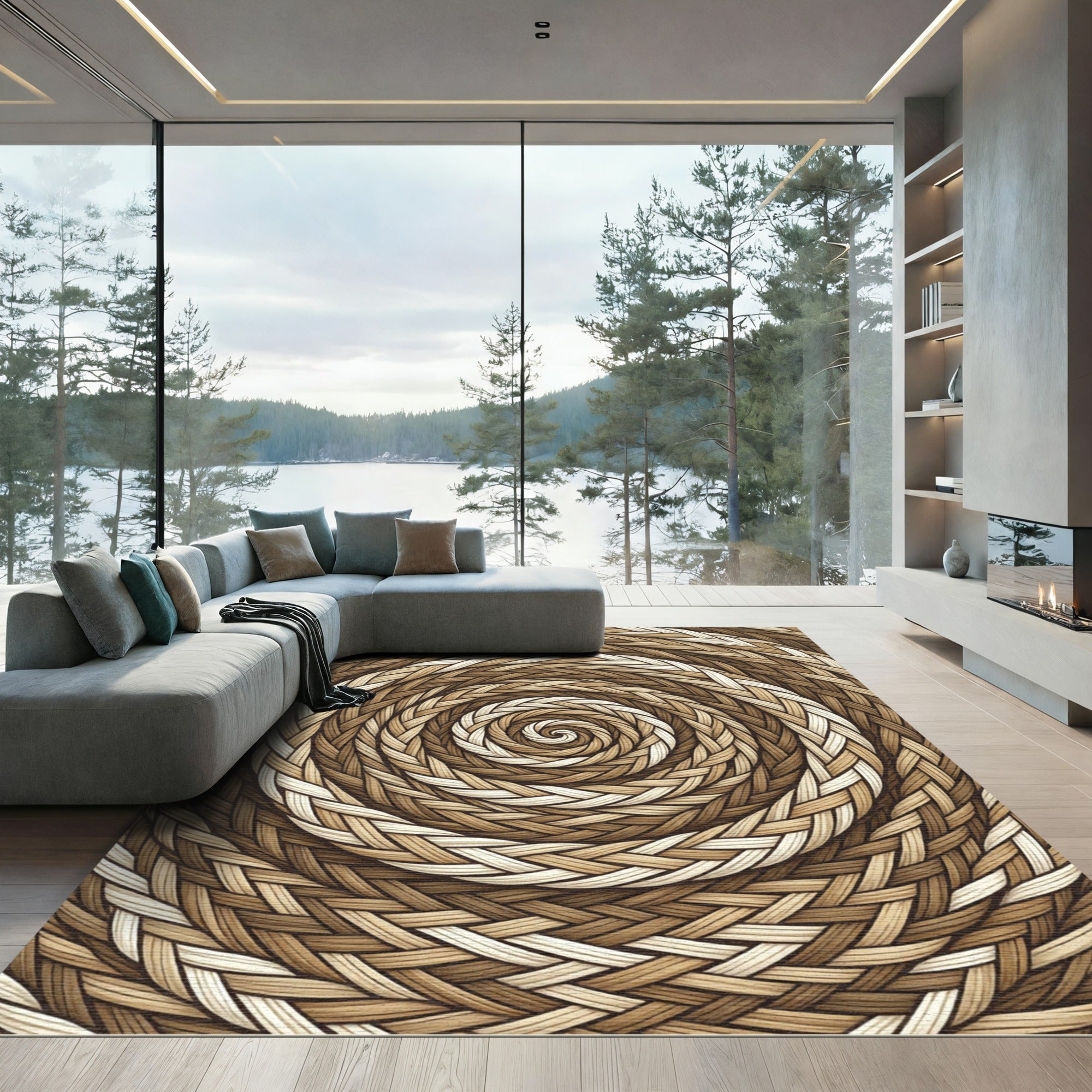 Braided Earth Tone Spiral Rug