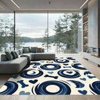 Navy Blue Swirl Bone Heart Graphic Rug