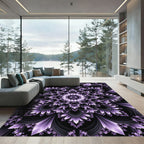 Elegant Lavender Royal Fractal Mandala Rug