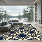 Midnight Blue Geometric Star Medallion Rug