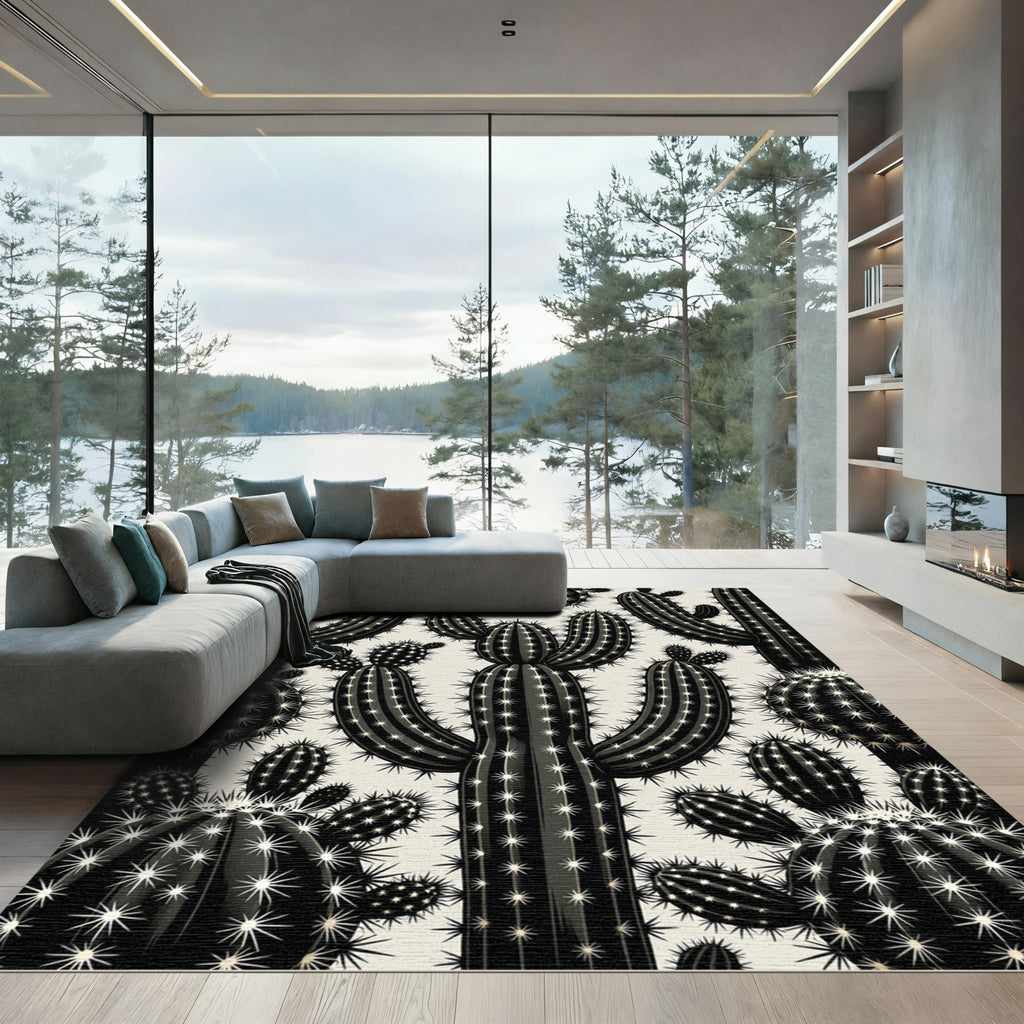 Monochromatic Desert Cactus Cluster Rug
