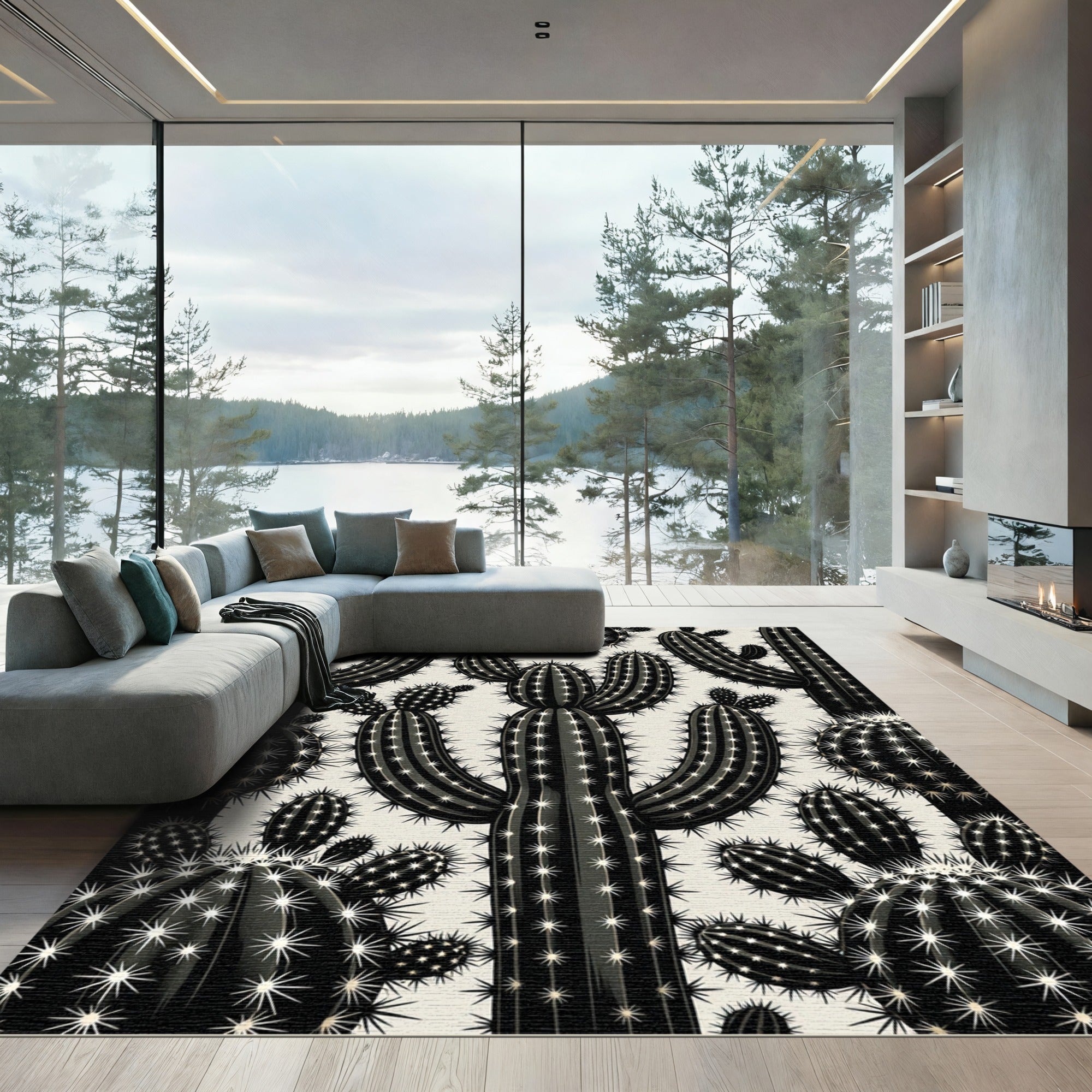 Monochromatic Desert Cactus Cluster Rug