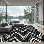 Monochromatic Geometric Jagged Chevron Rug