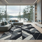 Abstract Gray Diamond Interlocking Shapes Rug