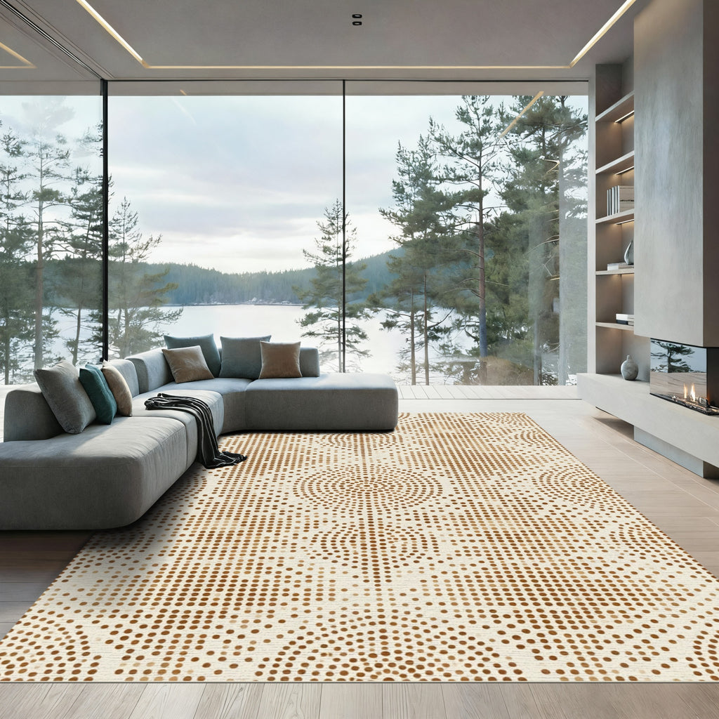 Earthy Tone Circular Dot Arrangement Rug