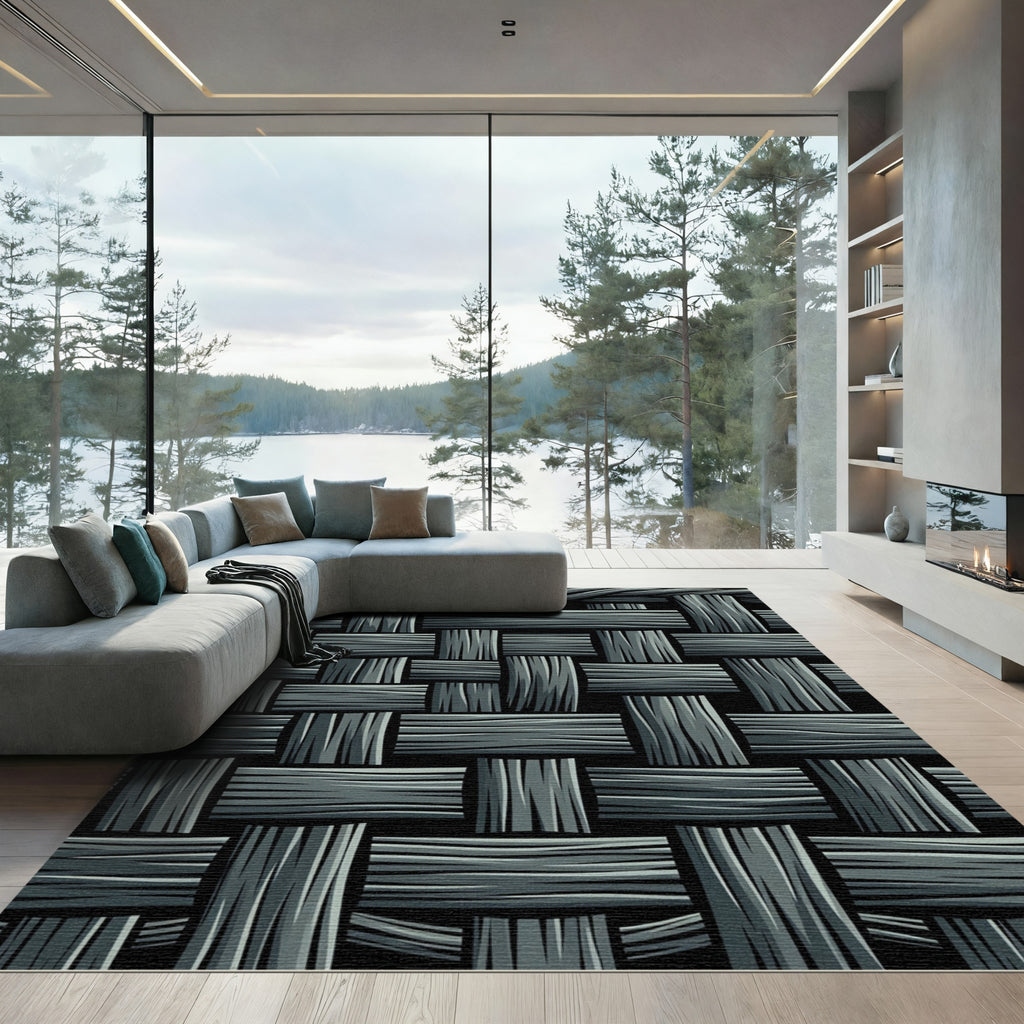Monochromatic Grayscale Woven Texture Rug