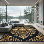 Regal Gold Baroque Crown Medallion Rug