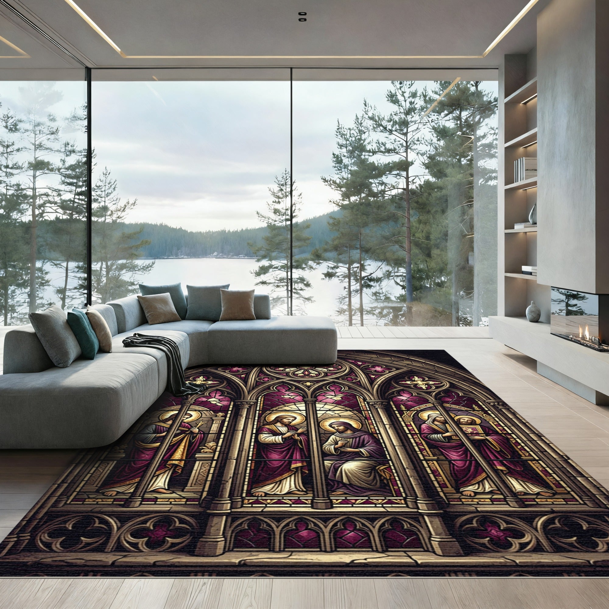 Gothic Cathedral Stained Glass Window Rug