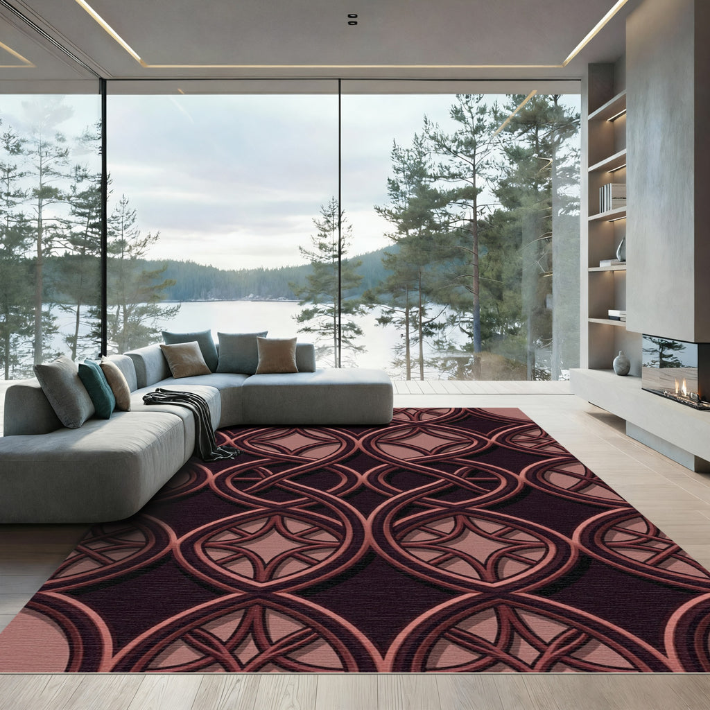 Gothic Interlocking Rose Copper Lattice Rug