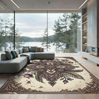 Ethereal Plum Feather Floral Medallion Rug